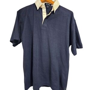 Silk House👕Black w/ Cream Collar Polo Size S